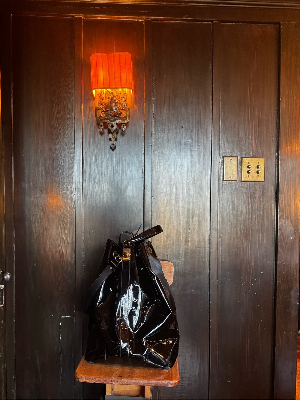 Glossy Black Patent Travel Tote Bag